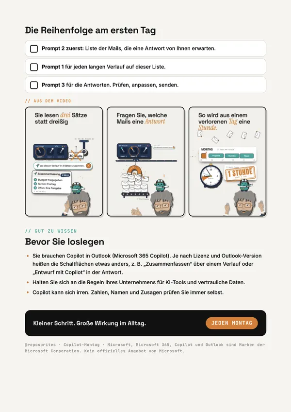 PDF page with frames from the video and a checklist.