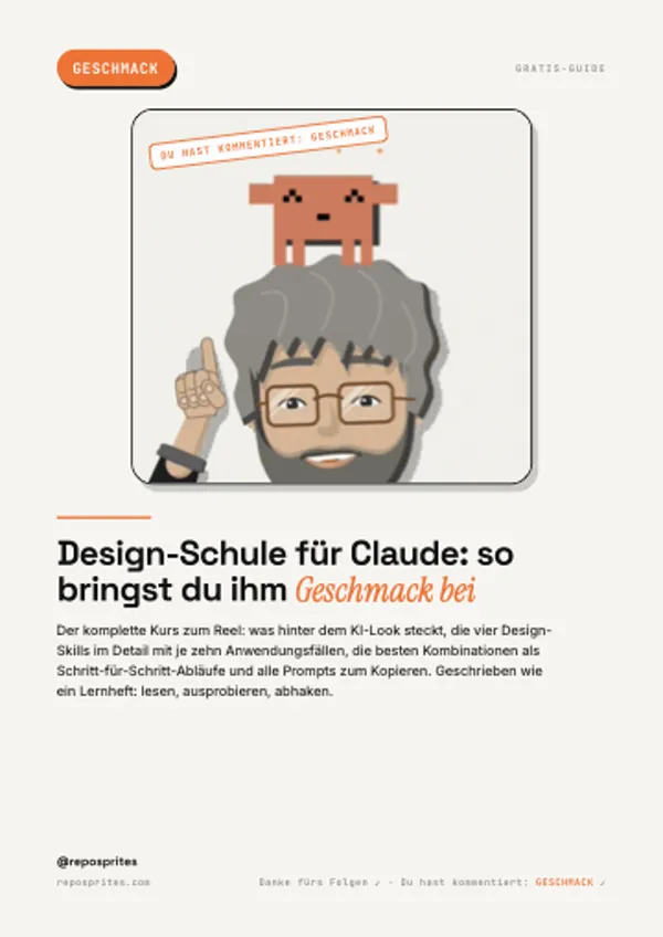 PDF-Cover: Design-Schule für Claude: so bringst du ihm Geschmack bei